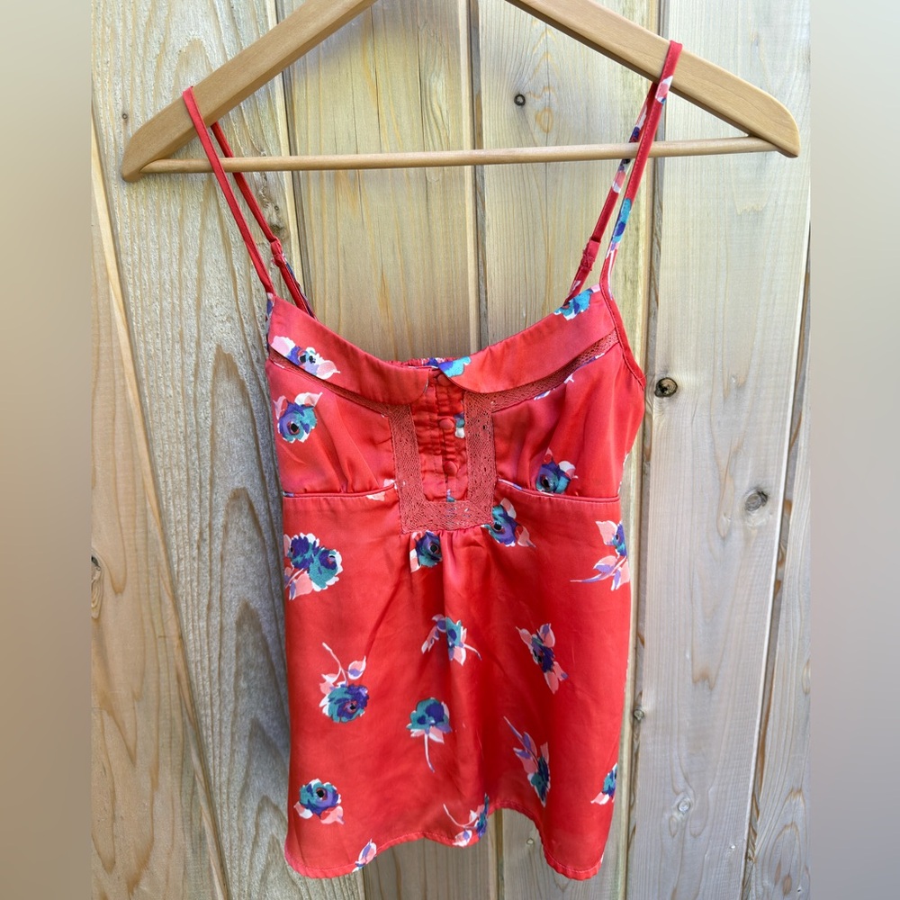 American Eagle Outfitters Red Floral Satin Cami Nightie - Picture 6 of 6